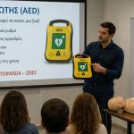Παρουσίαση-παράδοση απινιδωτή στον Αργυρότοπο παρουσία Βασίλη Γιόγιακα apinidotis
